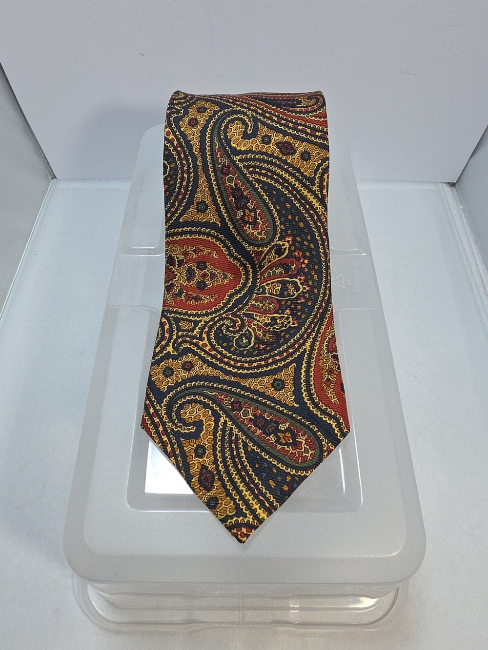 Brooks Brothers Makers Silk Tie 58" Navy Gold Red Paisley USA